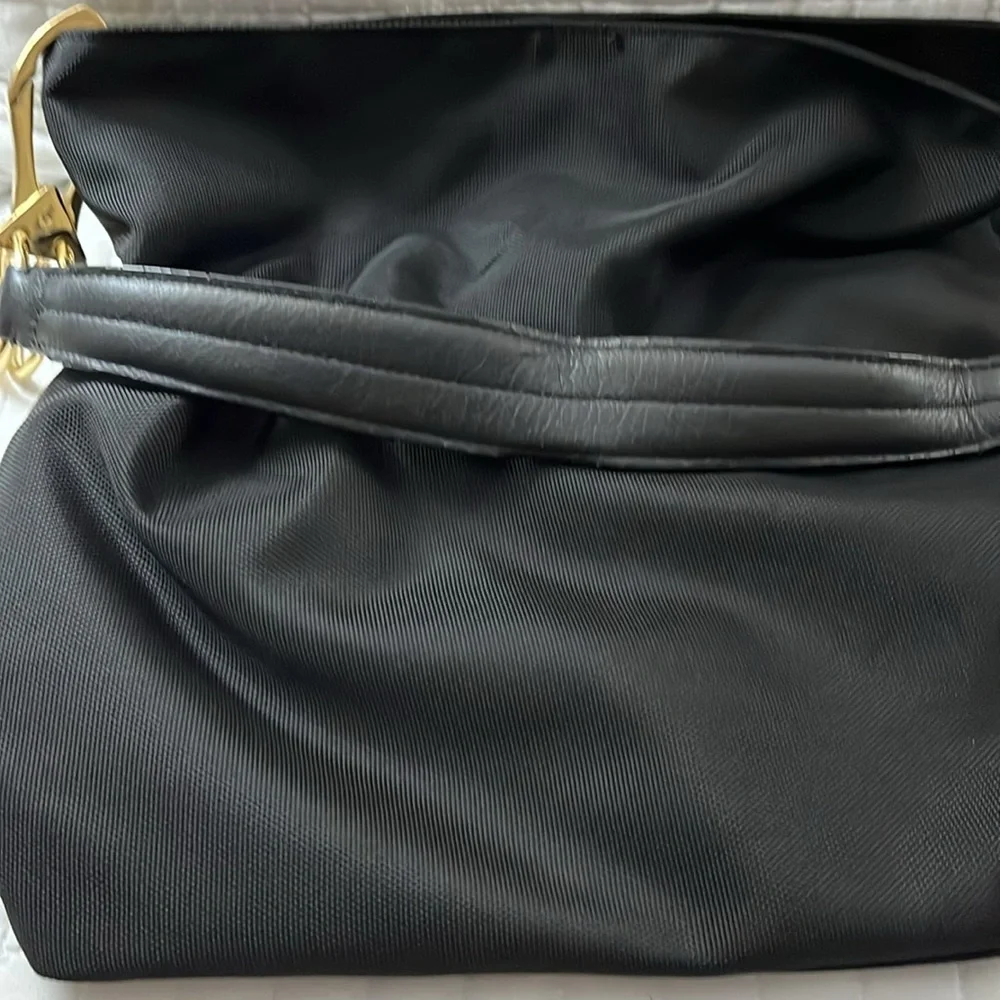 Classic Black Shoulder Hobo Bag with Gold Hardware